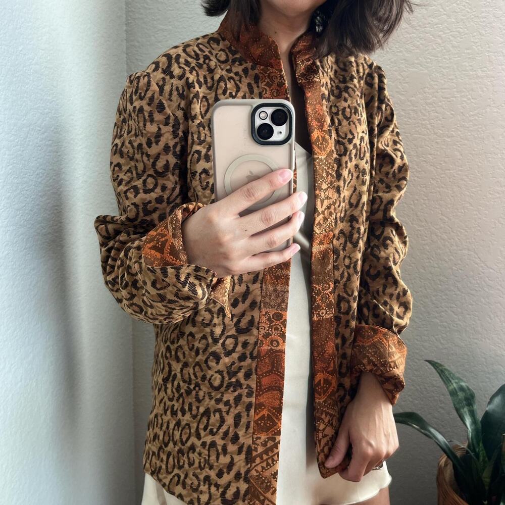 Vintage reversible leopard patchwork jacket